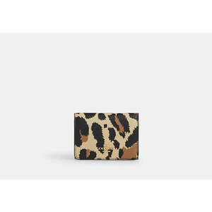 Card Holder Wallet With Leopard Print And Signature Canvas